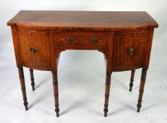 GEORGE III MAHOGANY NEOCLASSICAL BOW-FRONT SIDEBOARD, with marquetry decoration 4ft (122 cm) W