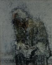 JOHN McCOMBS (1943) PASTEL DRAWING Man seated with hands clasped Signed with initials and