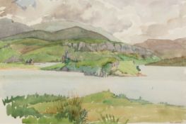 IAN GRANT (1904 - 1993) WATERCOLOUR DRAWING Ardwreck Castle, Loch Assynt Signed lower right 14in x