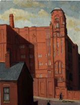 ROGER HAMPSON (1925 - 1996) OIL PAINTING ON BOARD 'Croal Mill, Bolton' Signed lower right, titled