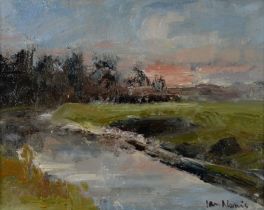 IAN NORRIS (1960) OIL ON CANVAS ‘River Ribble’ Signed, titled and dated 2011 verso 9” x 11 ½” (22.