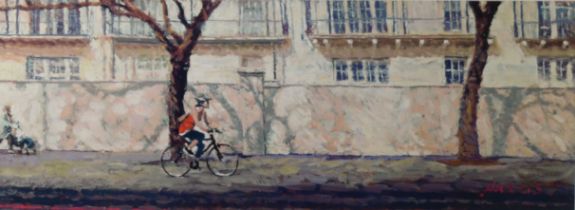 ROLF HARRIS (1930-2023) ARTIST SIGNED LIMITED EDITION COLOUR PRINT ‘Cyclist Bayswater Road’ (113/