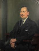 IAN GRANT (1904 - 1993) OIL PAINTING ON CANVAS Portrait of Raymond Lintott, racing driver Signed and