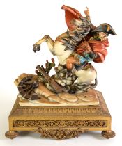 CAPO DI MONTE BISQUE PORCELAIN EQUESTRIAN GROUP - NAPOLEON, depicted on his rearing horse, with