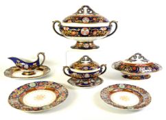 19th CENTURY ASHWORTH BROTHERS IRONSTONE CHINA IMARI STYLE HAND-PAINTED AND GILDED EXTENSIVE
