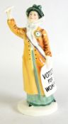 ROYAL DOULTON CHINA FEMALE FIGURE, Votes for Women, HN 2816, dated 1977, on white oval base, 10in (