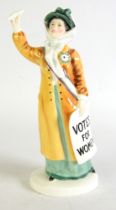 ROYAL DOULTON CHINA FEMALE FIGURE, Votes for Women, HN 2816, dated 1977, on white oval base, 10in (