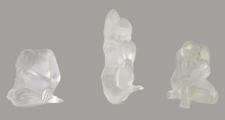 THREE BOXED LALIQUE CRYSTAL SATIN FINISH SCULPTURAL FEMALE NUDES 1998-2000 (3)