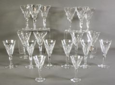WATERFORD SHEILA PATTERN CUT GLASS PART TABLE SERVICE of 18 pieces, with thumb cut conical bowls,