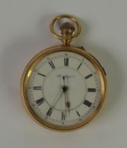 J.W. REELEY & SONS, LONDON AND LIVERPOOL, ESTABLISHED 1790, EDWARDIAN 18ct GOLD OPEN FACED POCKET