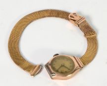 LADY'S TAVANNES, SWISS, 9ct GOLD BRACELET WATCH with 15 jewels movement, circular silvered arabic