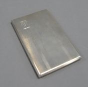 GEORGE VI ENGINE TURNED SILVER POCKET CIGARETTE CASE, of oblong form with gilt interior and