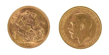 GEORGE V (1911) GOLD SOVEREIGN (EF)