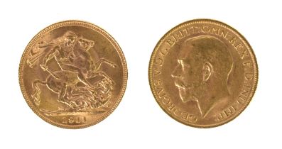 GEORGE V (1911) GOLD SOVEREIGN (EF)