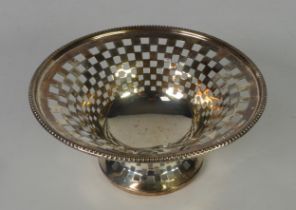 EDWARD VII PIERCED SILVER BON BON DISH BY DEAKIN & FRANCIS, of flared, footed form with beaded