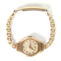 LADY'S LEDA 9ct GOLD CASED WRISTWATCH with small circular arabic dial with subsidiary seconds