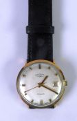 GENTS ROTARY SWISS 9ct GOLD CASED wristwatch with 21 jewels movement, circular silvered dial with