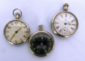 RAILWAY TIMEKEEPERS POCKET WATCH with black dial; Inventic open faced pocket watch and ANOTHER (