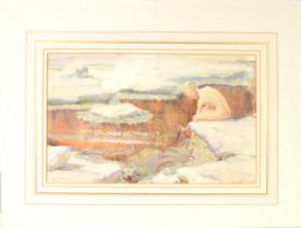 STYLE OF HENRY SCOTT TUKE WATERCOLOUR ‘The Rock Pool’ Bearing signature, titled to printed label