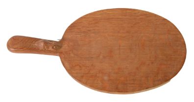 THOMPSON 'MOUSEMAN' HARDWOOD CHEESEBOARD, plain oval with a mouse carved in high relief on the