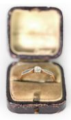 18ct GOLD RING, collet set with an old cut solitaire diamond, approximately .20ct, 2.2gms, ring size