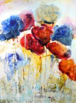 EMILIJA PASSAGIC (MODERN) MIXED MEDIA ON CANVAS ‘Bliss V’ Faintly signed, titled to gallery label