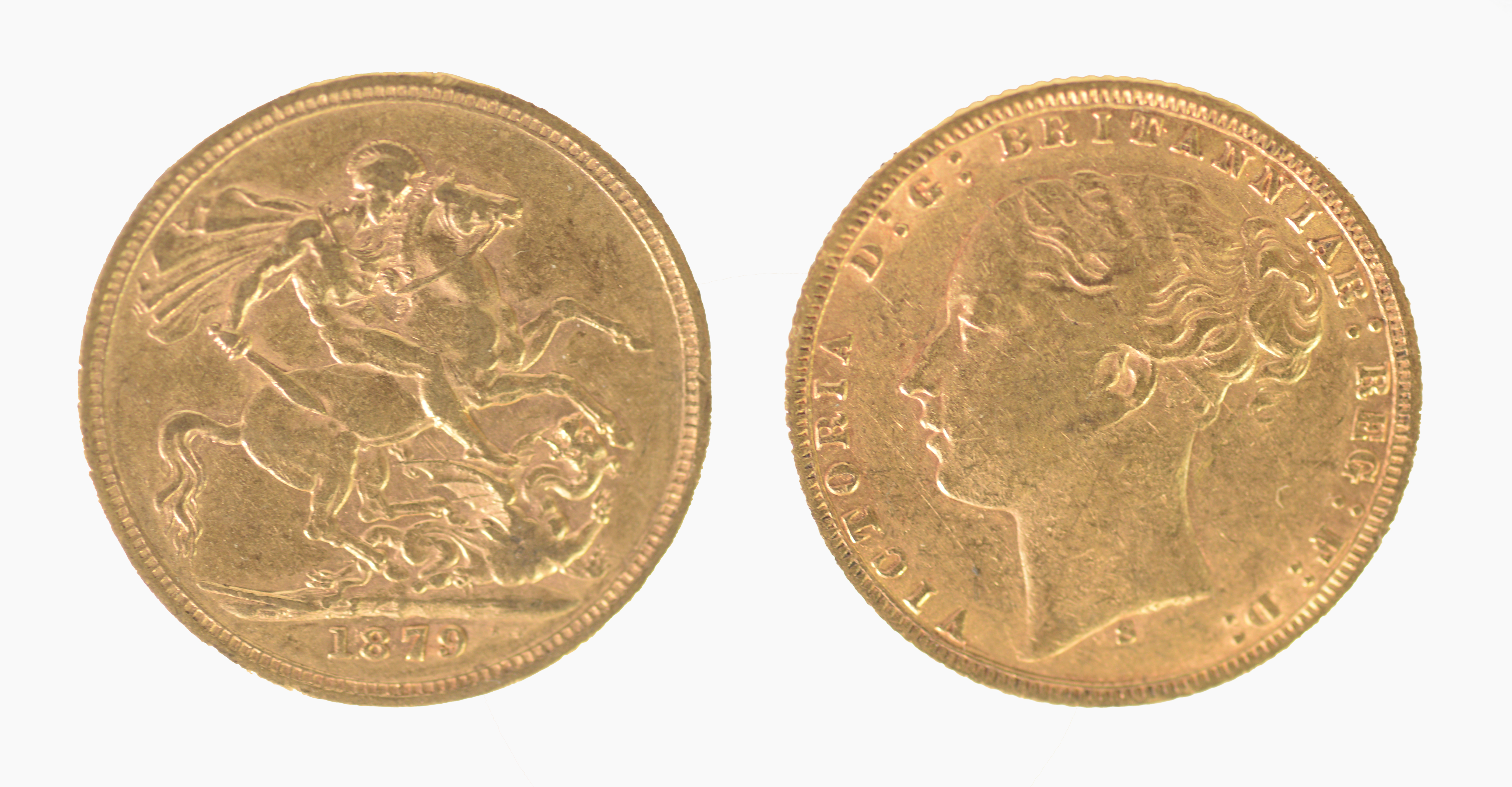 VICTORIAN 1876 GOLD FULL SOVEREIGN, young head and St George inverted, Melbourne mint, (VF)