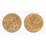 VICTORIAN 1876 GOLD FULL SOVEREIGN, young head and St George inverted, Melbourne mint, (VF)