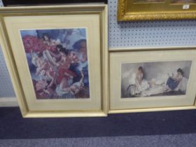 SIR WILLIAM RUSSELL FLINT TWO ARTIST SIGNED COLOUR PRINTS A Question of Attribution 21” x 16 ¾” (