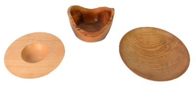 AW McGUCKIN, WOODCRAFTS, COLREAINE TURNED SANDAL WOOD DEEP, BOAT-SHAPED BOWL, 7in (18cm) wide;