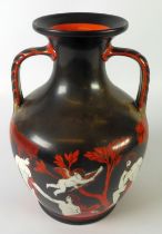 SAMUEL ALCOCK & CO CHINA COPY OF THE 'PORTLAND VASE' , the two handled ovular vase painted autour in
