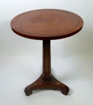 19th CENTURY FRENCH EMPIRE KINGWOOD pedestal occasional table, wtih quatre matched top on canted