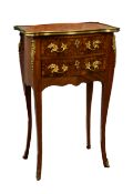 LOUIS XVI STYLE KINGWOOD AND GILT BRASS MOUNTED TWO DRAWER SIDE CABINET, 29 1/8in (74cm) high