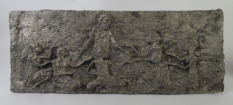MANNER OF TISA VON DER SCHULENBERG CAST WHITE METAL OBLONG WALL PLAQUE Depicting religious figures