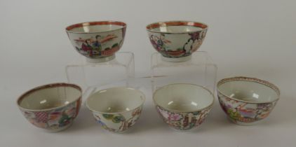 A PAIR OF 18th - 19th CENTURY CHINESE FAMILLE rose porcelain tea bowls, well painted, in reserves,