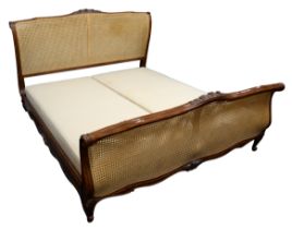 ARIGHI BIANCHI WALNUT FRAMED CARVED SUPER-KING SIZE BED with base no mattress