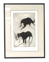 UNATTRIBUTED TWO MODERN ARTIST SIGNED LIMITED EDITION ETCHINGS OF GOATS ‘Goats’ (7/50) 15 ¾” x 11 ¾”