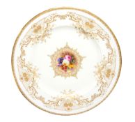 GEORGE JONES & SONS SIGNED CABINET PLATE BY BIRBECK, with raised gilding and finely painted floral