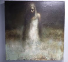 MARK DEMSTEADER (1963) OIL ON CANVAS ‘WATERBORN’ Signed with initials, further signed and titled