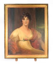 BRITISH SCHOOL AFTER SIR THOMAS LAWRENCE OIL PAINTING ON CANVAS Seated half length portrait of