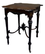 LATE 19th CENTURY MARQUETRY TOP QUARTER MATCHED WALNUT VENEERD OCCASIONAL TABLE, on turned legs