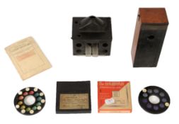 LOVIBOND COMPARATOR; TWO CUVETTES; TWO STANDARD DISKS, in boxes; HELLIGE COLORIMETER, with three