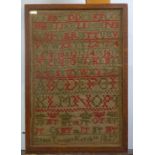 NINETEENTH CENTURY ALPHABET SAMPLER BY AGNES TROTTER KERCH, 1827 13 ¼” X 9” (33.7cm x 22.9cm) MODERN