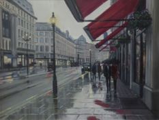 CHARLES ROWBOTHAN (MODERN) OIL ON BOARD ‘Hanleys, Regent Street’ Signed, titled verso 11 ¾” x