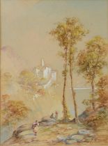 ANDREA VASARI (1873-1961) PAIR OF WATERCOLOURS, heightened in white ‘Lago di Nemi’ ‘Lago di Como’