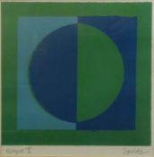 ROY SPELTZ (b.1948) ARTIST SIGNED ABSTRACT COLOUR PRINT ‘Eclipse II’ 10 ¾” x 11 ¼” (27.2cm x 28.6cm)