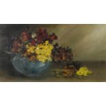 J C M (EARLY TWENTIETH CENTURY) OIL ON CANVAS Still life- vase of flowers Initialled and dated (19)