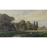 JOHN SURTEES (1817-1915) OIL ON CANVAS ‘Marlow Meadows’ Signed, further signed and titled to label