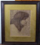 AFTER HENRY RYLAND (1856-1924) PAIR OF MONOCHROME LITHOGRAPHS Female shoulder length portraits 10” X