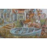 BUTTERWORTH (TWENTIETH CENTURY) 4 WATERCOLOUR ‘Pots & Boats at Rest, Robin Hoods Bay’ Signed and